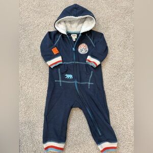 Hatley Navy Kids Footie with Bear and Tree Patch